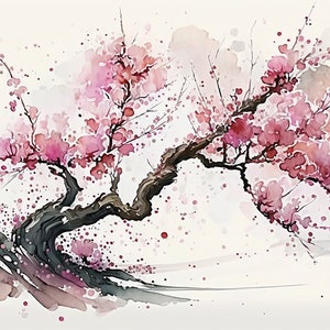 10 Japanische Kirschblüten Aquarell Clipart (Sakura) - 10 hochwertige JPGs, digitaler Download