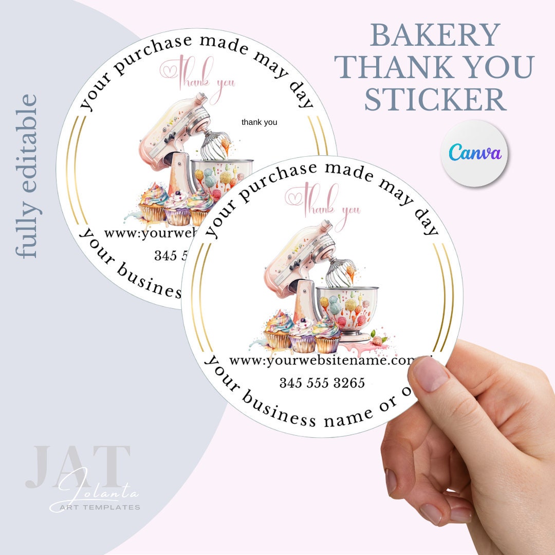 Bakery Thank You Sticker | Bakery Template | Editable Template