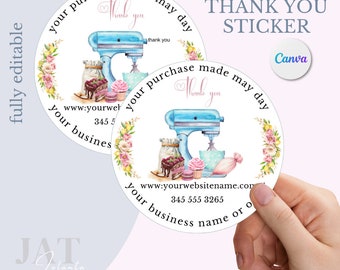 Bakery Thank you Sticker   | Bakery Template | Editable Template | Editable Small Business  |  Virtual Assistant