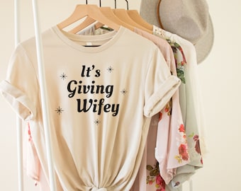 Gift for Bride, Funny Bride Shirt, Newlywed Gift, New Wife Shirt, Engagement Gift, Its Giving Wifey, Retro Bride Shirt, Funny Bride gift
