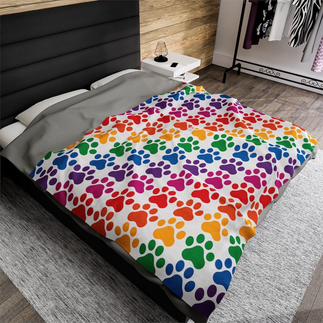 Rainbow Dog Paw Blanket for Kids Blanket for Children Rainbow Etsy