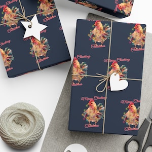 Grappige kerstcadeauverpakking kip I vrolijk gekakel kerstcadeaupapier I boerderij boer cadeau I voor eigenaar kip I cadeauverpakking vakantie