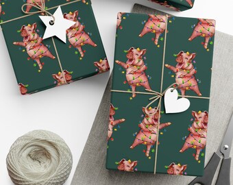 Funny Christmas Pig Wrapping Paper: Festive Farm Animal Gift Wrap