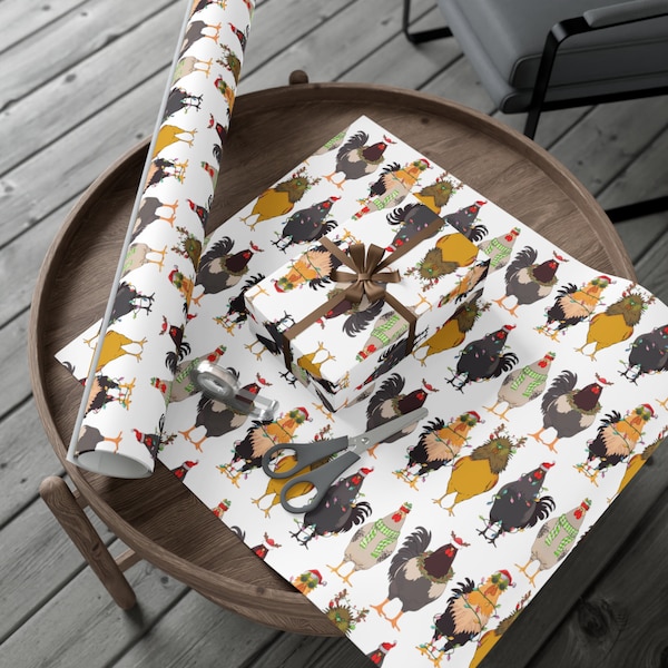 Chicken Christmas Gift Wrapping Paper I Adult Humor for Office Exchange, Best Friend, Brother, Sister, Farmer, Mom, Girlfriend, Boyrfriend