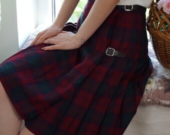 Japan Style Pleated School Uniform High Waist Skirt St. Michael 100% wool