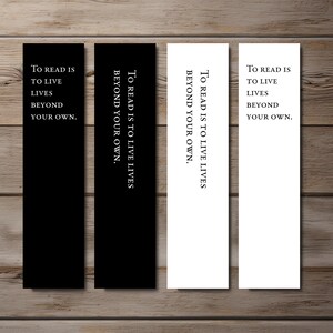 Lives Beyond-Quotation Bookmark, Editable 4-Bookmark Bundle, Monochromatic Quotation Bookmark, Printable Digital Download