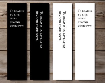 Lives Beyond-Quotation Bookmark, Editable 4-Bookmark Bundle, Monochromatic Quotation Bookmark, Printable Digital Download
