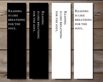 Breathing for the Soul-Quotation Bookmark, Editable 4-Bookmark Bundle, Monochromatic Quotation Bookmark, Printable Digital Download