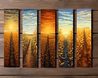 Field Paths Bookmark, Editable 5-Bookmark Bundle, Watercolor Artwork, Printable Digital Download