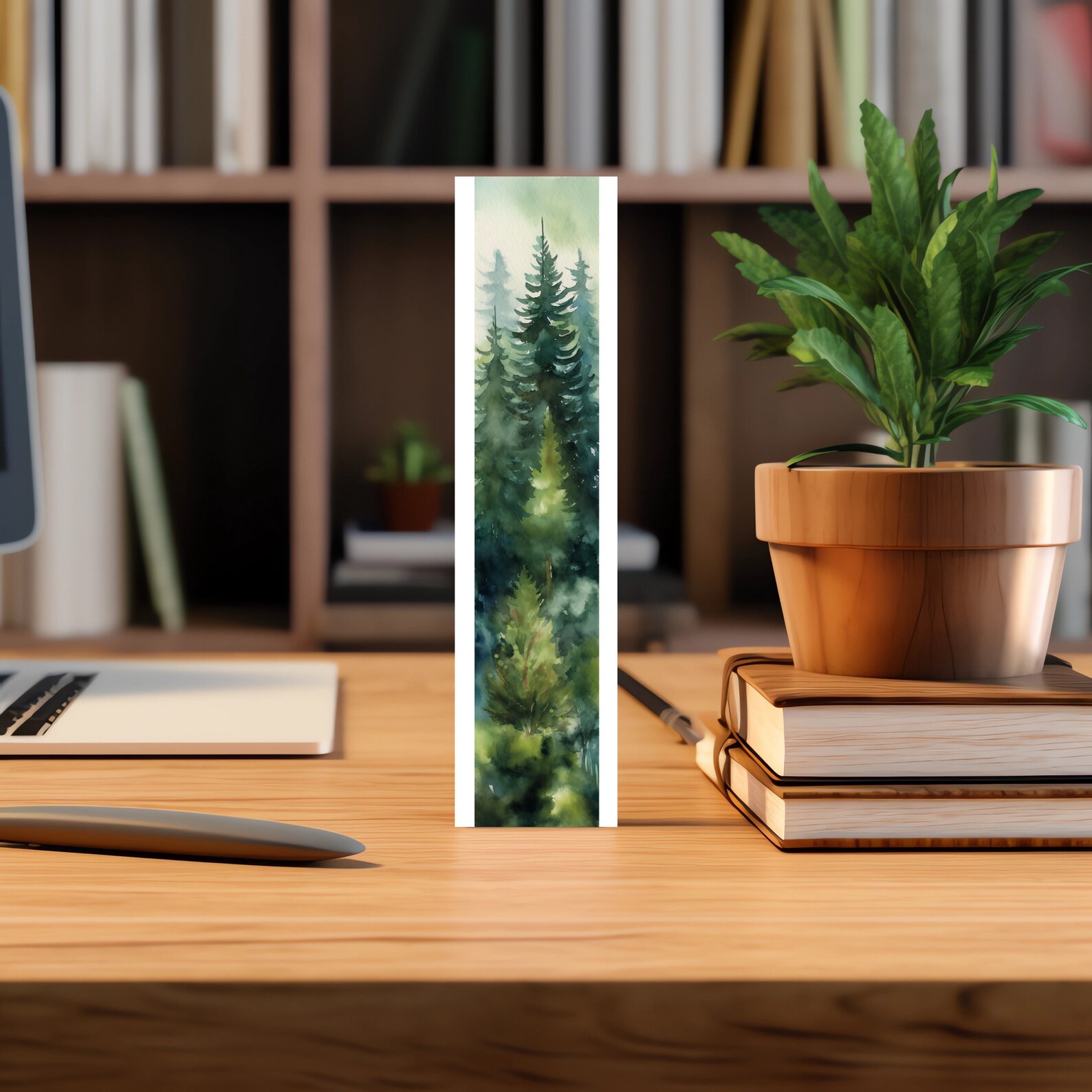 Pine Forest Bookmark, Editable 5-bookmark Bundle, Watercolor Artwork ...