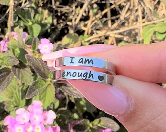 I Am Enough Affirmation Ring, Sterling Silver Ring