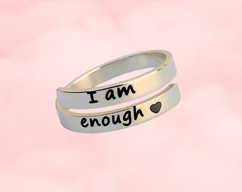 I Am Enough Affirmation Ring, Encouragement Gift