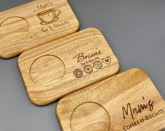 Personalised Custom Engraved Wooden Tea and Biscuit Board | Serving Board | Novelty Gift | Birthday | Valentine’s | Housewarming | Christmas