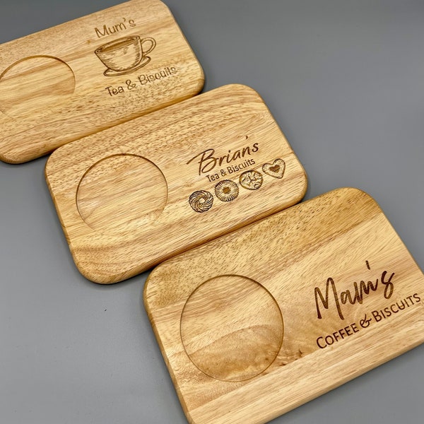 Personalised Custom Engraved Wooden Tea and Biscuit Board | Serving Board | Novelty Gift | Birthday | Valentine’s | Housewarming | Christmas