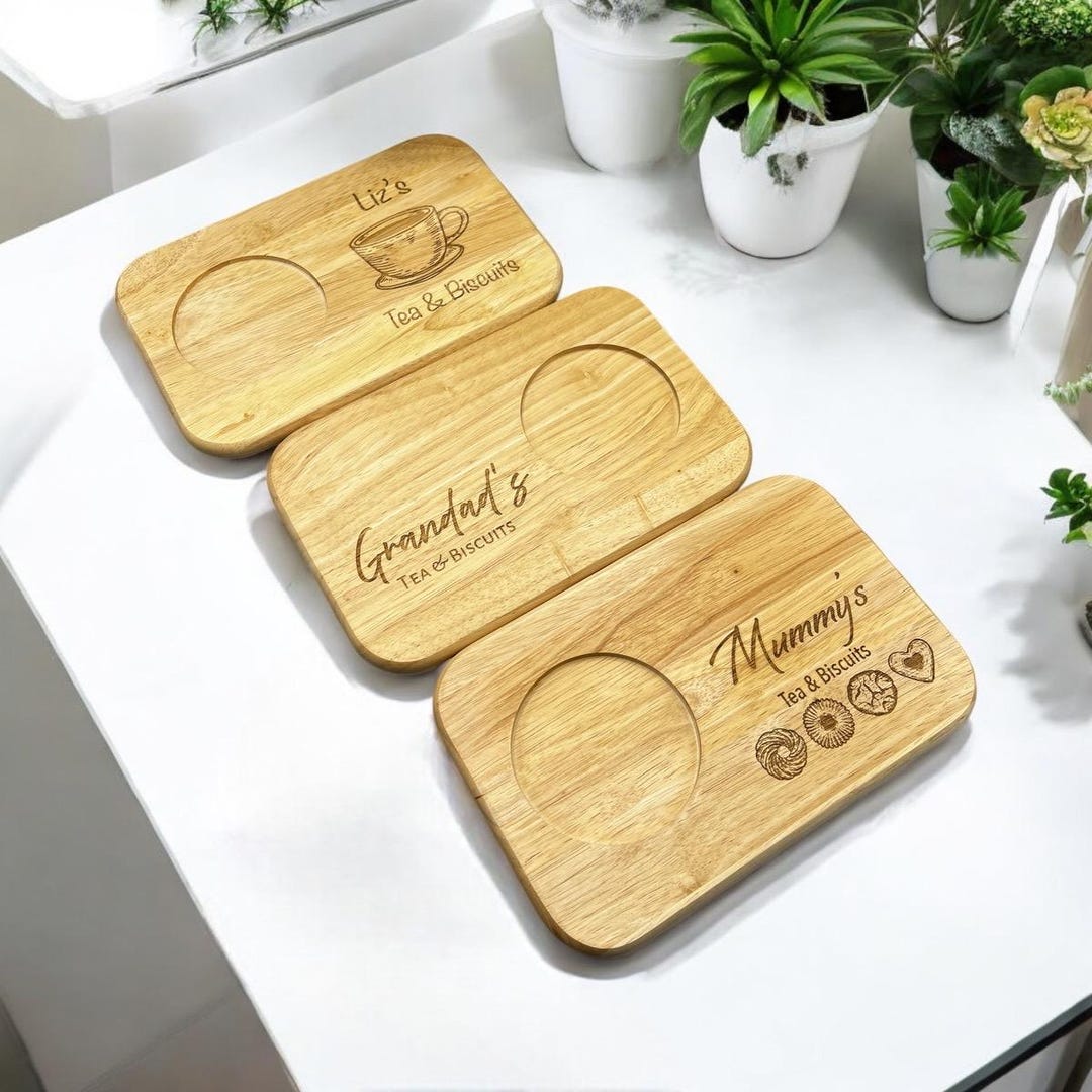 Personalised Custom Engraved Wooden Tea & Biscuit Board | Serving Board | Novelty Gift ...