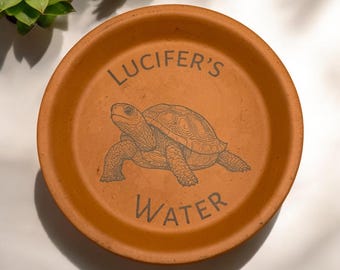 Bol d'eau personnalisé en forme de tortue | Plat de nourriture | Accessoires pour animaux de compagnie | Cadeau pour animal de compagnie | Gravure au laser | Bol en terre cuite | Cadeau pour animal de compagnie | Tortue |