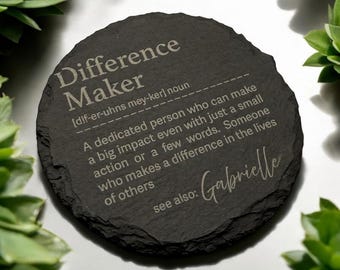 Dessous de verre personnalisés en ardoise | Enseignant | Collègue | Cadeau | Présent | Ami | Famille | Noël | Retraite | Remise des diplômes