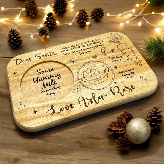 Santa Board | Personalised Santa Board | Snacks for Santa | Christmas Eve | Xmas | Father Christmas | Personalised Laser Engraved