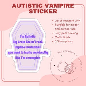Autistic Vampire Sticker // Neurodivergent Sticker // Mental Health Sticker // Autism Sticker