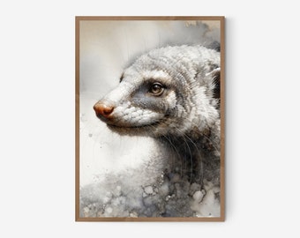 Aquarell Mongoose Druck | Zarte Tiermalerei (Digitaler Download)