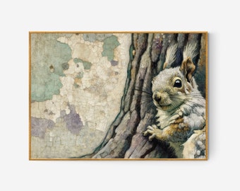 Eichhörnchen Portrait Fine Art Print | Detailreiches Wildtier Gemälde (PDF)