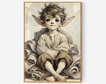 Skurriles Elfen Portrait Kunstdruck | Benassi (Digitaler Download)