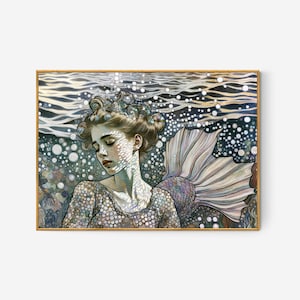 PRINTABLE | Submerged Elegance: A Mermaid&#39;s Tranquil Moment in the Sea&#39;s Embrace | High-Res Fine Art Files by Benassi