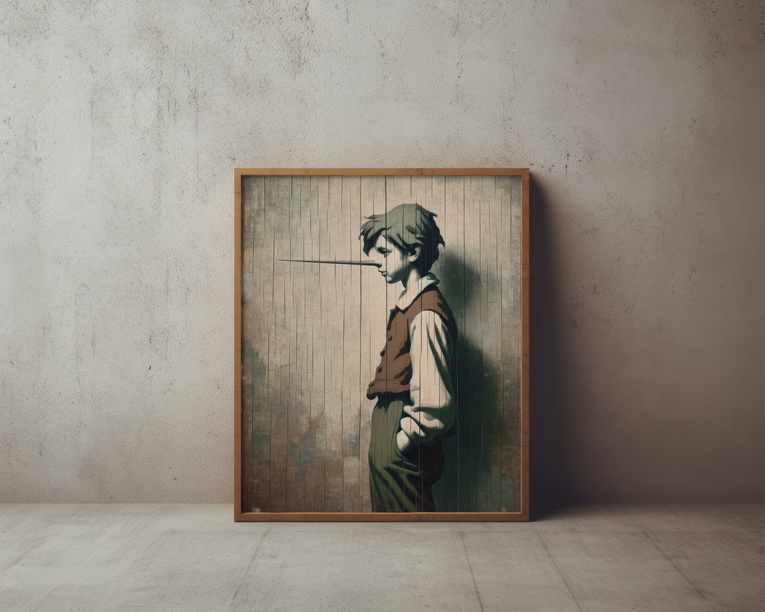 PRINTABLE | Enchanting Pinocchio Silhouette on Rustic Wooden Canvas ...