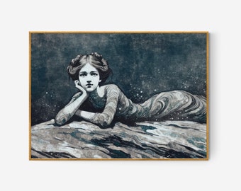 Meerjungfrau Art Print | Pen and Ink Style (Digitaler Download)