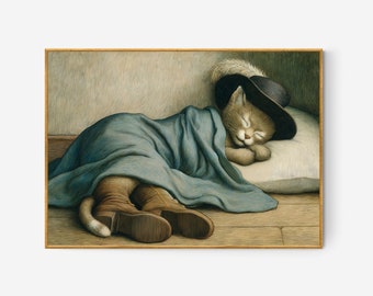 Der gestiefelte Kater Kunstdruck | Wunderliche Kinderzimmer Deko (Digitaler Download)