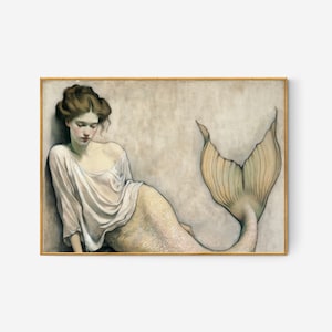 PRINTABLE & FRAME TV | Enchanting Mermaid Painting | Antique Siren Art | Whimsical Mythical Creature | High-Res Fine Art by Benassi