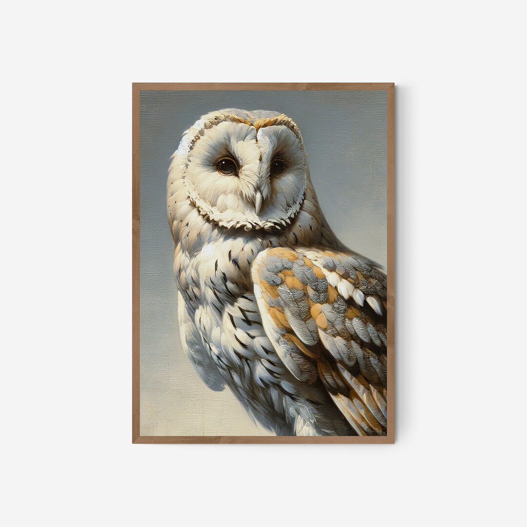 Image showcasing PRINTABLE | Whispering Wings: Barn Owl Perch | an Intimate Portrait of ...