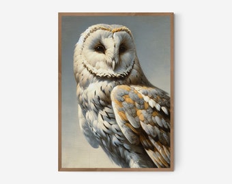 Schleiereule Portrait Druck | Strukturierte Vogelkunst (Digitaler Download)