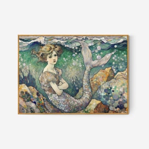 PRINTABLE | Young Siren of the Sea - Enchanting Mermaid Portrait in Aquatic Hues | High-Res Fine Art Files by Benassi