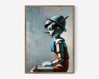 PRINTABLE | Modern Pinocchio - The Blue-Eyed Puppet | Pinocchio in a modern style | High-Res Files by Benassi