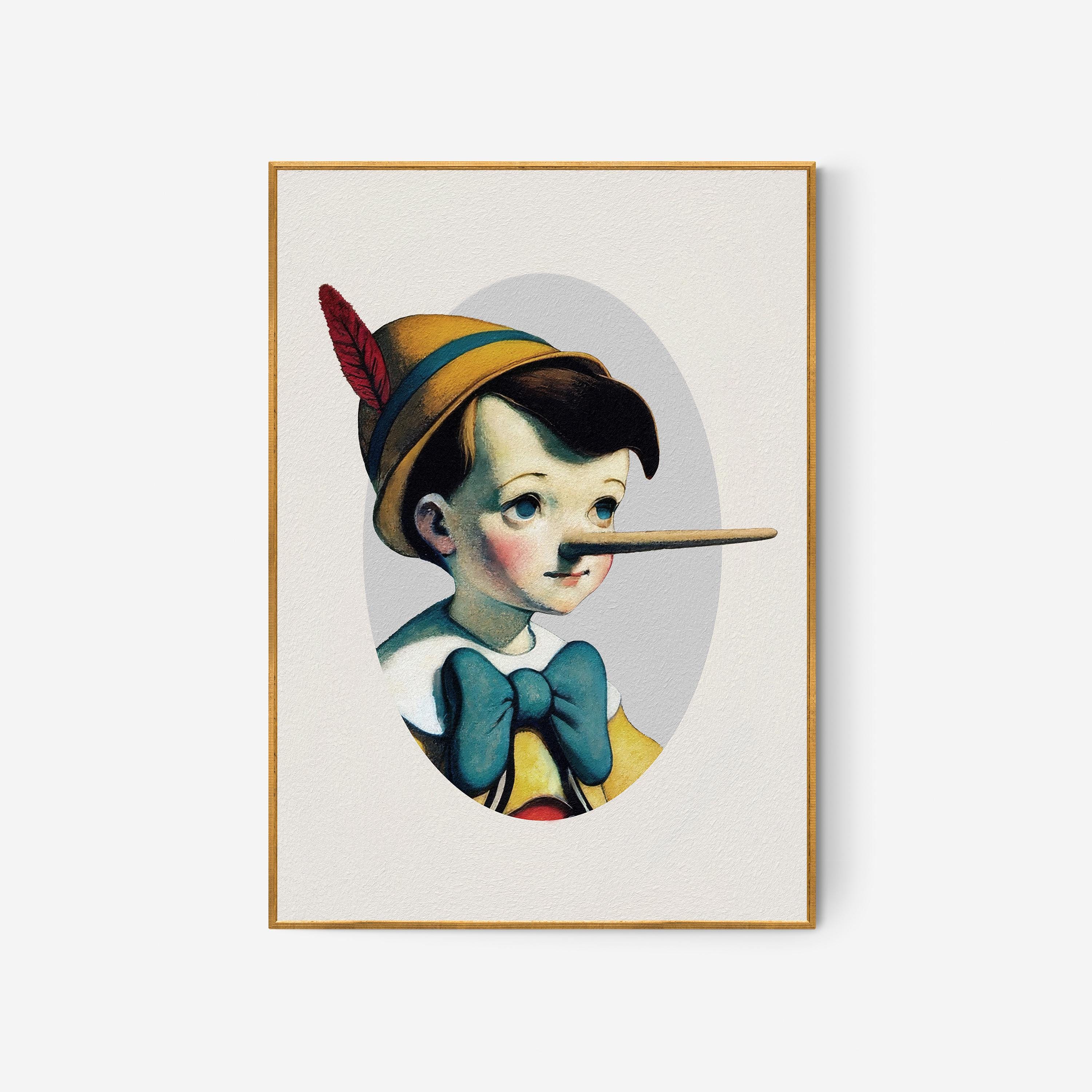 Vintage Pinocchio Print | Growing Nose Illustration, Fairytale