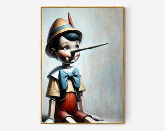 DRUCKBAR | Klassische Pinocchio Kunst - Die Puppe mit Wachsender Nase Illustration | Hochauflösende Dateien von Benassi