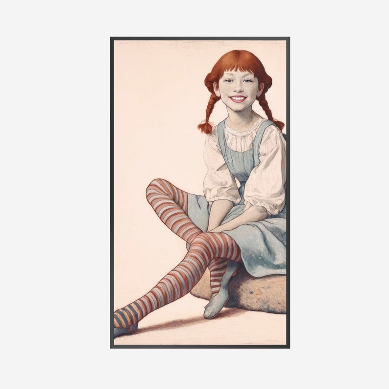 Pippi Longstocking PRINTABLE &amp; Vertical Frame TV Art Vibrant and ...