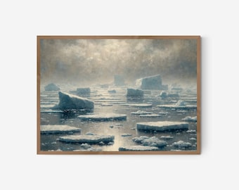 Arktischer Eisberg Poster | Glaziales Meer Gemälde (Digitaler Download)