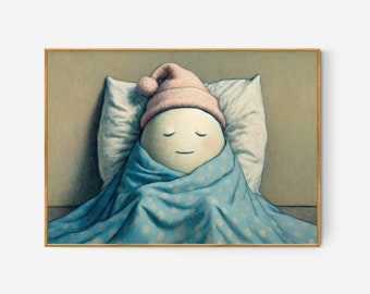 Humpty Dumpty Kinderzimmer Poster | Pastell Blau Illustration (Digitaler Download)