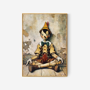 DRUCKBAR | Charmantes Pinocchio-Puppengemälde zum Ausdrucken | Bezauberndes märchenhaft inspiriertes Dekor | Hochauflösende Kunst von Benassi