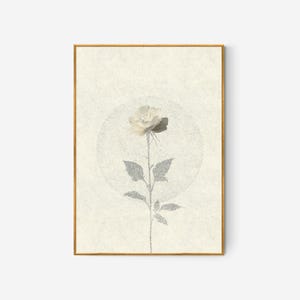 PRINTABLE | Elegant White Rose Botanical Wall Art Print, Minimalist Flower Digital Download, Vintage Style Home Decor by Benassi