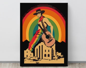 Regenbogen Cowboy Kunst auf Leinwand | Stolz Wandkunst | LGBTQ Pride | Texas Pride | ATX-Stolz | Cowboy Wandkunst