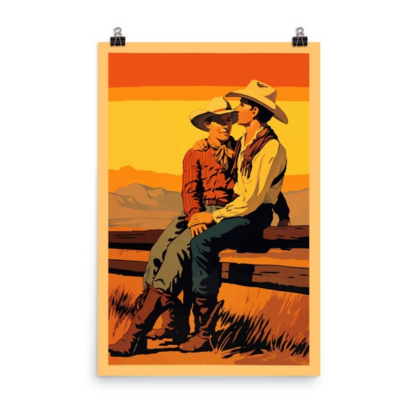 Cowboy Love Poster | LGBTQ+ Art | Gay Pride | Queer Cowboy Decor