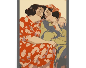 Two Loving Women Poster | LGBTQ Art | Lesbian Art | Gay Art