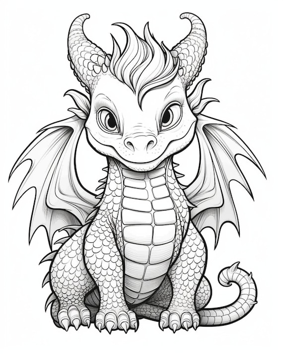 Fantasy Dragon Coloring Pages for Adults – Detailed Mythical Creature Art PDF • 5 Printable Stress Relief Coloring Book