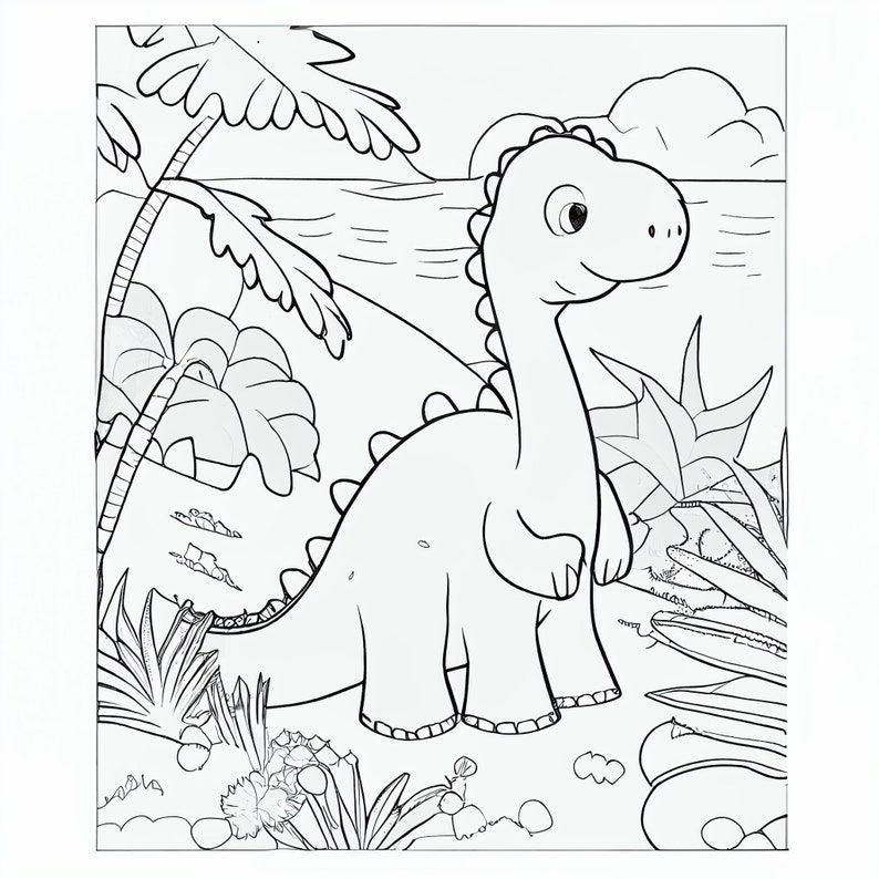 Dinosaur 3- Coloring Pages (4) - Etsy