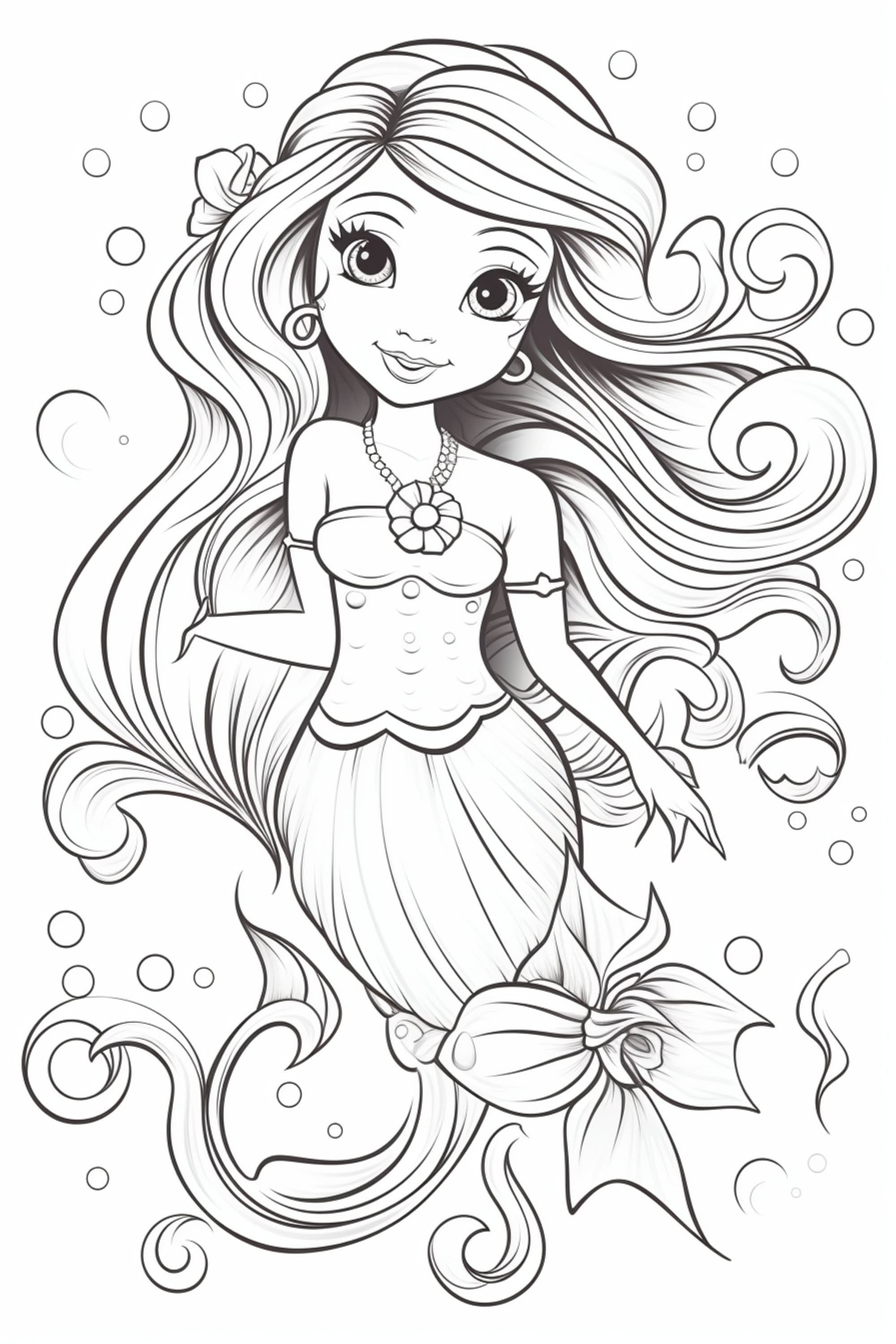 Mermaid 6 Coloring Pages 5 - Etsy
