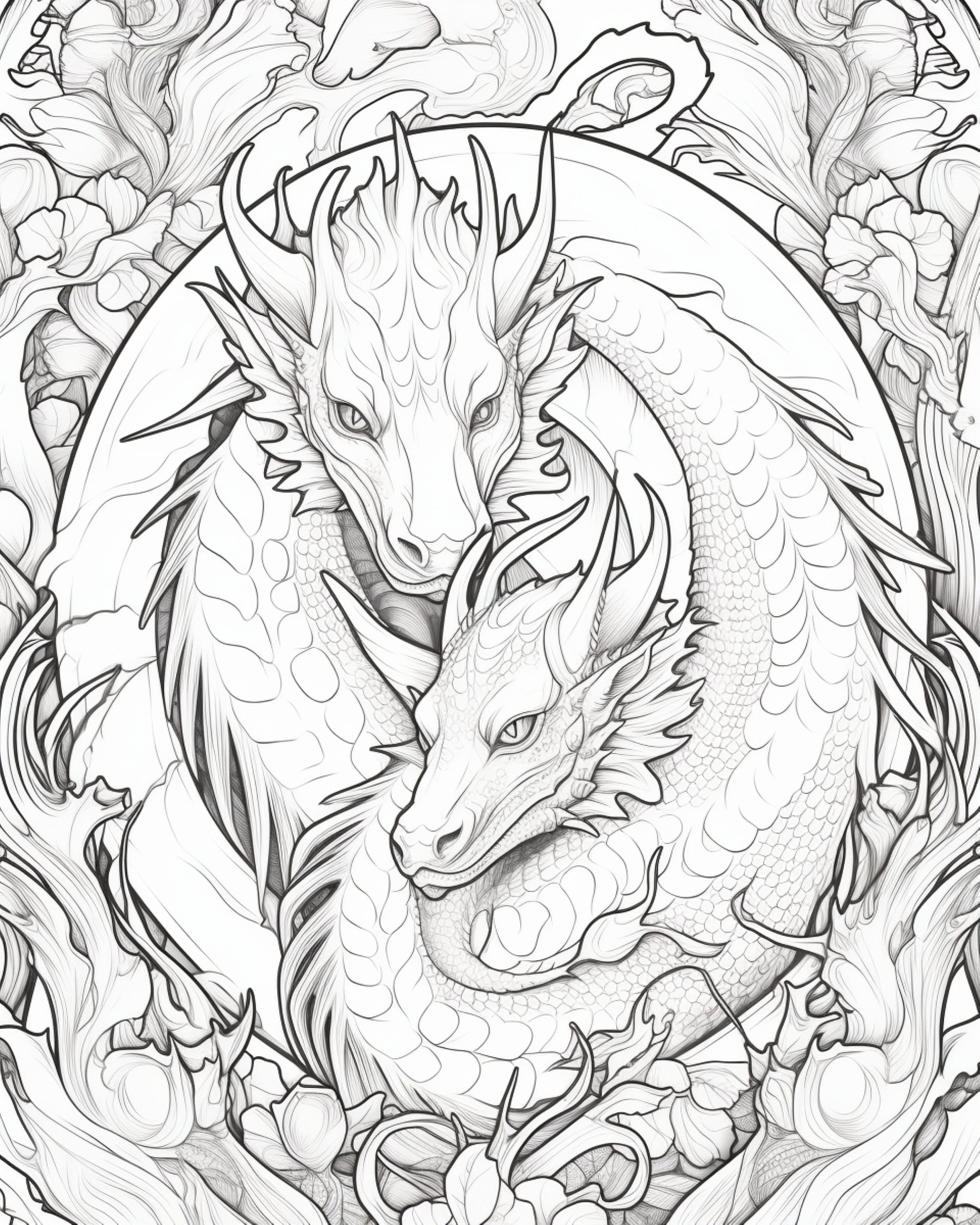 ドラゴン4 - ぬり絵（5） - Etsy 日本