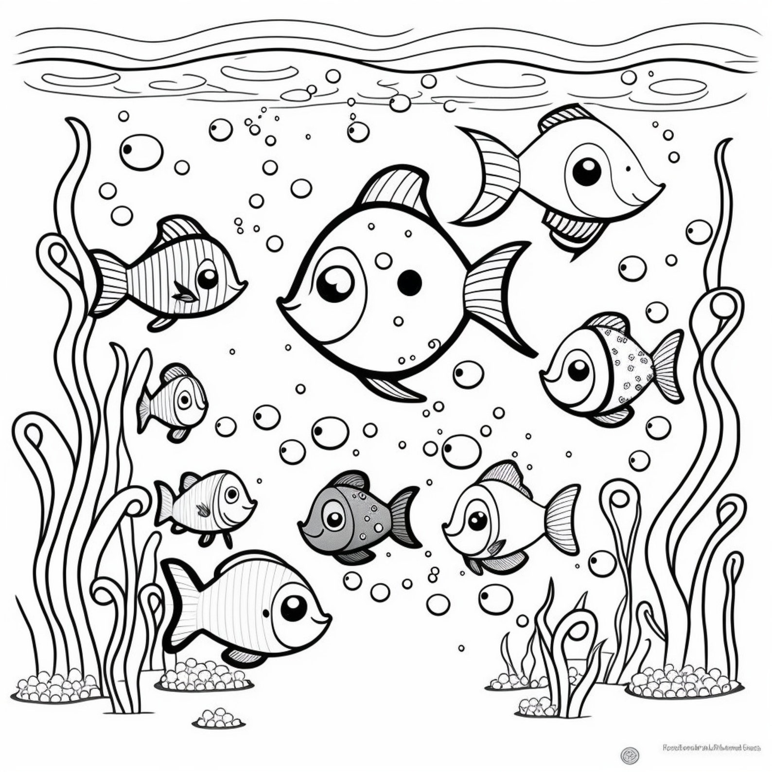 Fish 1- Coloring Pages (5) - Etsy